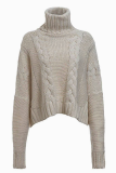Fashion Casual Solid Split Joint Turtleneck Tops Sweater