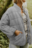 Casual Solid Pocket Zipper Mandarin Collar Outerwear