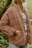 Casual Solid Pocket Zipper Mandarin Collar Outerwear