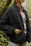 Casual Solid Pocket Zipper Mandarin Collar Outerwear