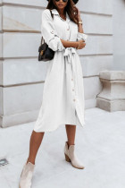 Fashion Daily Solid Split Joint Turndown Collar Princess Dresses
