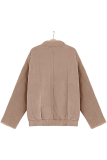 Casual Solid Pocket Zipper Mandarin Collar Outerwear