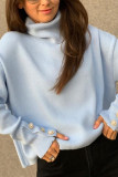 Fashion Casual Solid Patchwork Turndown Collar Tops