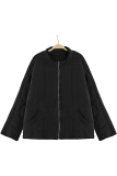 Casual Solid Pocket Zipper Mandarin Collar Outerwear