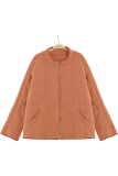 Casual Solid Pocket Zipper Mandarin Collar Outerwear