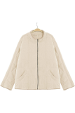 Casual Solid Pocket Zipper Mandarin Collar Outerwear