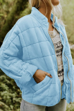 Casual Solid Pocket Zipper Mandarin Collar Outerwear