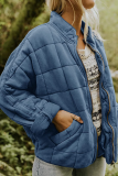 Casual Solid Pocket Zipper Mandarin Collar Outerwear