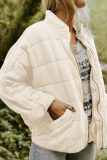 Casual Solid Pocket Zipper Mandarin Collar Outerwear
