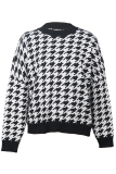 Fashion Street Geometric Patchwork Contrast O Neck Tops Sweater
