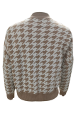 Fashion Street Geometric Patchwork Contrast O Neck Tops Sweater