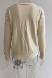 Casual Solid Split Joint Buckle V Neck Tops Sweater