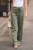 Casual Solid Split Joint Basic Loose Straight Solid Color Bottoms