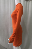 Fashion Street Solid Split Joint Zipper Collar Pencil Skirt Dresses