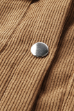 Fashion British Style Solid Pocket Buckle With Belt Turndown Collar Dresses