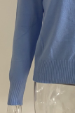 Casual Solid Split Joint Buckle V Neck Tops Sweater