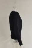 Casual Solid Split Joint Buckle V Neck Tops Sweater