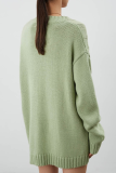 Casual Solid Pocket Buckle V Neck Outerwear Sweater