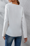 Fashion Elegant Solid Buckle Burn-out V Neck Tops