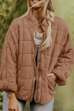 Casual Solid Pocket Zipper Mandarin Collar Outerwear