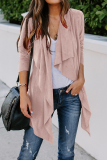 Casual Solid Split Joint Asymmetrical Turndown Collar Outerwear
