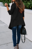 Casual Solid Split Joint Asymmetrical Turndown Collar Outerwear