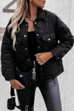 Casual Patchwork Pocket Buckle Turndown Collar Outerwear