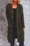 Casual Solid Pocket Buckle V Neck Outerwear