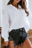 Fashion Casual Solid Split Joint Turndown Collar Tops