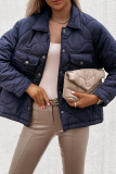 Casual Patchwork Pocket Buckle Turndown Collar Outerwear