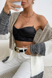 Casual Patchwork Basic  Contrast Outerwear Sweater