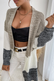 Casual Patchwork Basic  Contrast Outerwear Sweater
