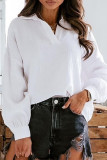 Fashion Casual Solid Split Joint Turndown Collar Tops