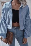 Casual Street Solid Split Joint Zipper Turndown Collar Outerwear