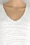 Casual Solid Hollowed Out Basic V Neck Tops