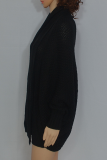 Casual Solid Split Joint Basic Outerwear Sweater