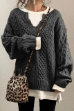 Casual Solid Patchwork V Neck Tops Sweater