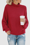 Casual Solid Split Joint Turtleneck Tops