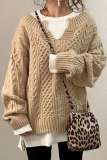 Casual Solid Patchwork V Neck Tops Sweater