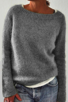 Casual Solid Basic O Neck Tops Sweater
