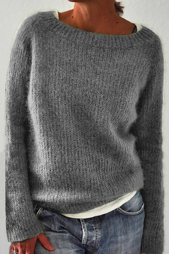 Casual Solid Basic O Neck Tops Sweater