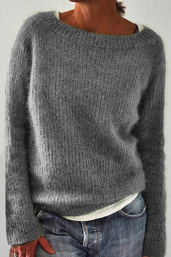 Casual Solid Basic O Neck Tops Sweater
