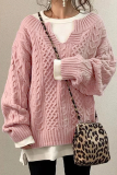 Casual Solid Patchwork V Neck Tops Sweater