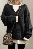 Casual Solid Patchwork V Neck Tops Sweater