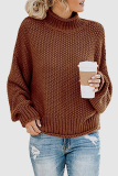 Casual Solid Split Joint Turtleneck Tops