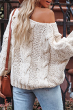 Casual Solid Split Joint Basic Off the Shoulder Tops Sweater