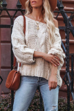 Casual Solid Split Joint Basic Off the Shoulder Tops Sweater