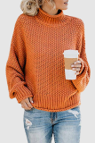 Casual Solid Split Joint Turtleneck Tops
