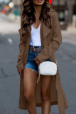 Fashion Elegant Solid Split Joint Turndown Collar Outerwear