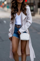 Fashion Elegant Solid Split Joint Turndown Collar Outerwear